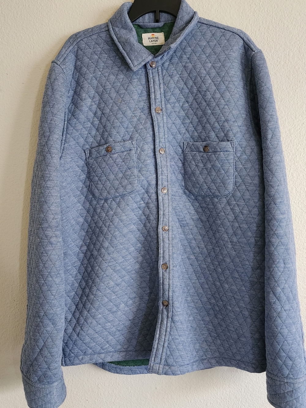 Marine Layer Corbet Quilted Blue Shirt Jacket Overshirt Men's Medium